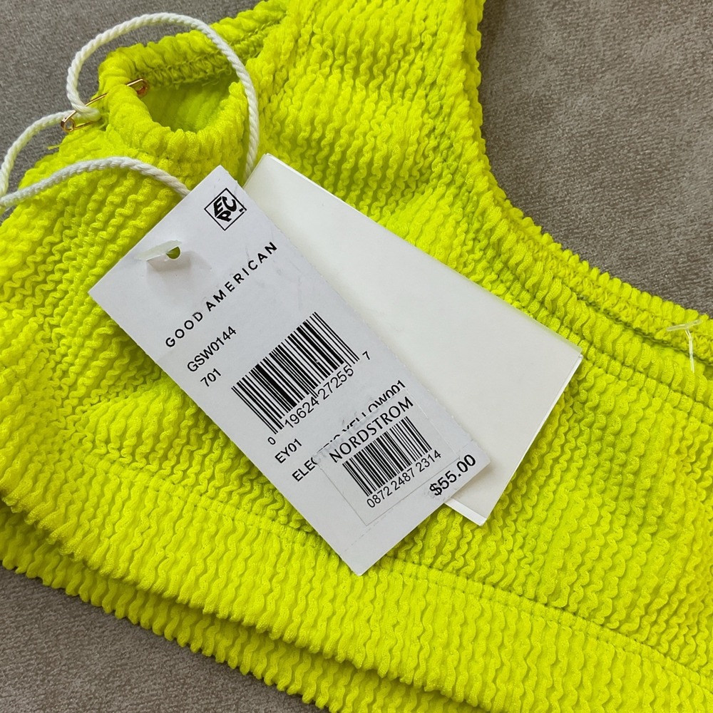 Good American Bikini Top Sz 5 6 3XL 4XL Electric Yellow Scoop Neck GSW0144 NWT - Picture 2 of 6